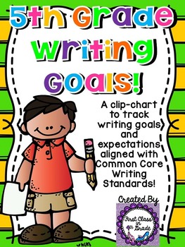 Preview of 5th Grade Common Core Writing Goals Clip-Chart (Bright Colors)