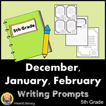 Writing Prompts 5th Grade Common Core Bundle December, January, and ...