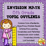 EnVision Math Common Core - 5th Grade Topics 1-16 Outlines