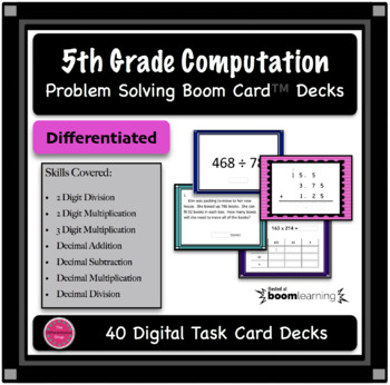 Preview of 5th Grade Computation Boom Card 40 Deck Bundle Distance Learning