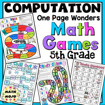 5th Grade Computation Math Games: One Page Wonders 5th Grade Math ...
