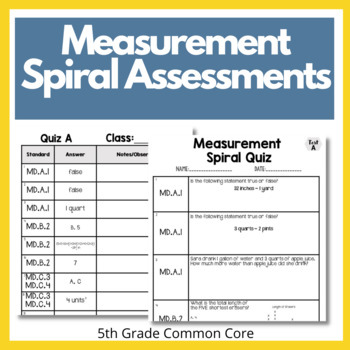 Preview of 5th Grade Converting Measurements Line Plots and Volume Spiral Assessments