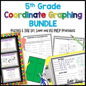 Preview of 5th Grade Coordinate Graphing Bundle Poster INB Game NO PREP Printable Anchor