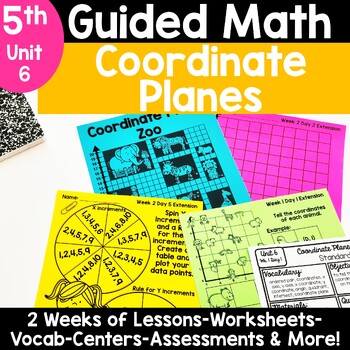 Preview of 5th Grade Coordinate Planes Activities Worksheets Lessons Guided Math Centers