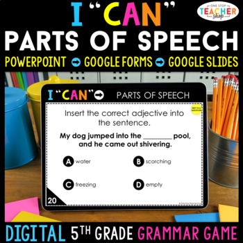 Preview of 5th Grade DIGITAL Grammar Game | Parts of Speech | Distance Learning