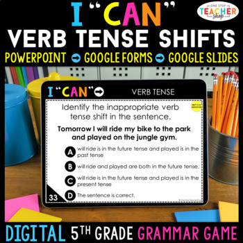 Preview of 5th Grade DIGITAL Grammar Game | Perfect Verb Tense & Verb Tense Shifts