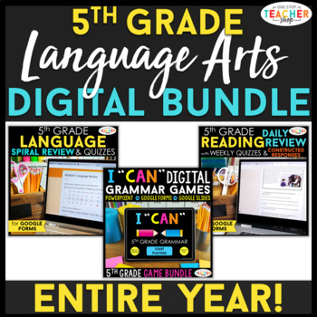Preview of 5th Grade DIGITAL Language Arts BUNDLE | Google Classroom | Reading & Grammar
