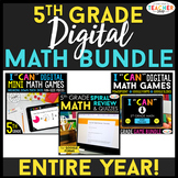 5th Grade DIGITAL Math BUNDLE | Spiral Review, Games, Prog