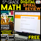 5th Grade DIGITAL Math Spiral Review | Google Forms | FREE
