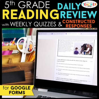 Preview of 5th Grade DIGITAL Reading Review | Daily Reading Comprehension Practice