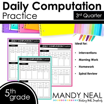Preview of 5th Grade Daily Computation Math Practice/ Spiral Review /Homework Practice