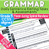 5th Grade Daily Grammar Practice Sentence Editing | Morning Work Spiral Review