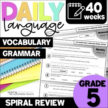 Preview of 5th Grade Daily Language Spiral Review - ELA and Grammar Practice for the Year