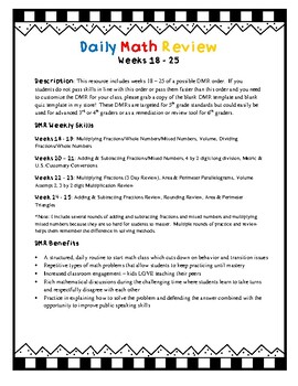 Preview of 5th Grade Daily Math Review DMR Weeks 18 - 25
