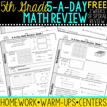 Preview of 5th Grade Daily Math Spiral Review - Two Weeks Free