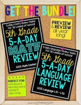 Preview of 5th Grade Daily Math and Language Spiral Review Bundle 