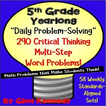 Preview of 5th Grade Daily Math Problem Solving , 290 Yearlong Multi-Step Word Problems