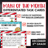 5th Grade December Christmas Math Task Cards Differentiated