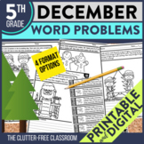 5th Grade December Word Problems printable and digital mat