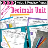 5th Grade Decimal Guided Notes & Worksheets 