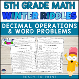 5th Grade Winter Math Riddles Decimal Operations Word Problems Math Practice