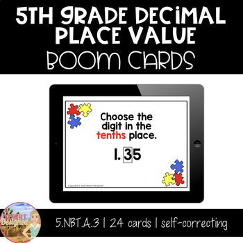 Preview of 5th Grade Decimal Place Value - Boom Cards | Distance Learning