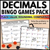 5th Grade Decimal Place Value Games - Comparing, Ordering,