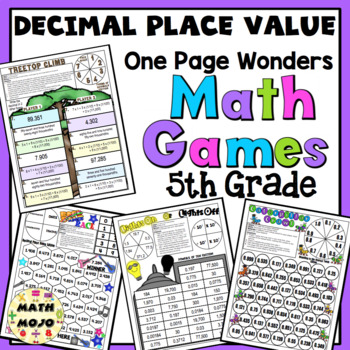 5Th Grade Decimal Place Value Math Games - One Page Wonders Math Activities