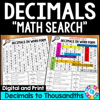 Preview of Decimal Place Value Worksheets with Rounding Comparing Fractions to Decimals 5th