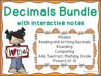 Preview of 5th Grade Decimals - Lessons, Worksheets, Test, Interactive Notebook