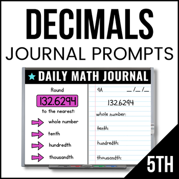 Preview of 5th Grade Decimals Math Journal - 5th Grade Math Prompts - Daily Math Journal