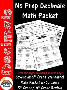 Preview of 5th Grade Decimals Packet (Review, Homework, Guided Practice)