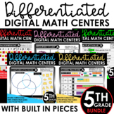 5th Grade Digital Math Centers Differentiated Spiral Revie