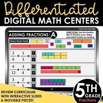 Preview of 5th Grade Differentiated Digital Math Centers Fractions