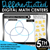 5th Grade Differentiated Digital Math Centers Geometry