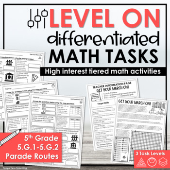 Preview of 5th Grade Differentiated Math Tasks Coordinate Grids 5.OA.3 5.G.1 5.G.2 NO PREP