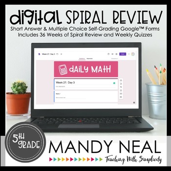 Preview of 5th Grade Digital Daily Math Spiral Review | Distance Learning