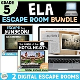 5th Grade ELA Digital Escape Room End of Year BUNDLE - Adj