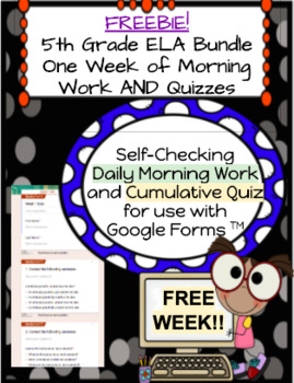 Preview of 5th Grade Digital ELA Morning Work FREE WEEK PREVIEW Distance Learning