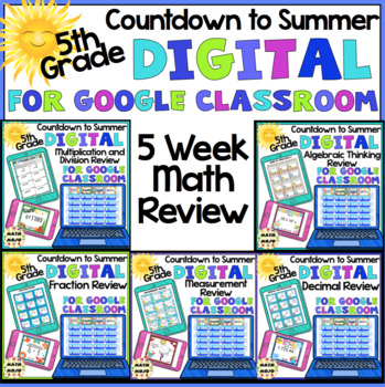 Preview of 5th Grade Digital End of the Year Math Review for Google Classroom