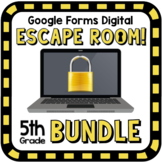 Preview of 5th Grade Digital Escape Room Bundle - 20 Escape Rooms - Google Forms