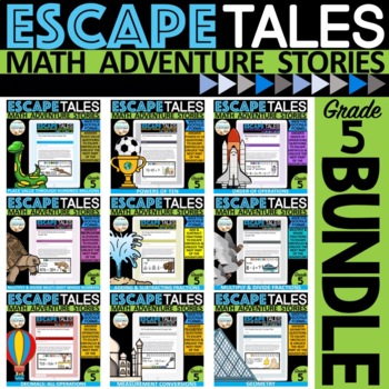 Preview of 5th Grade Digital Math Escape Tales BUNDLE | Made for Google Forms™