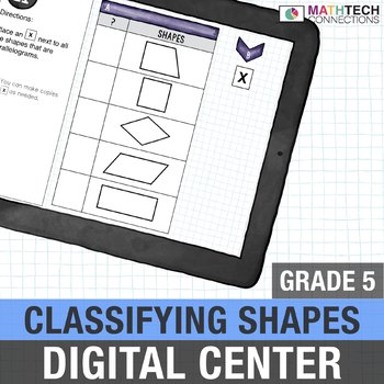 Preview of 5th Grade Digital Math Center Classifying Shapes Google Test Prep  | 5.G.3