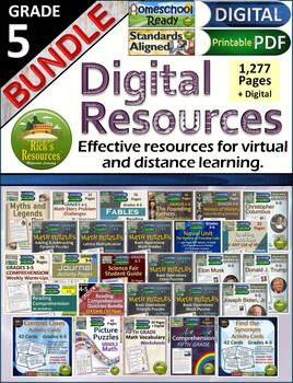 Preview of 5th Grade PDF and Digital Resources Math and Reading Bundle
