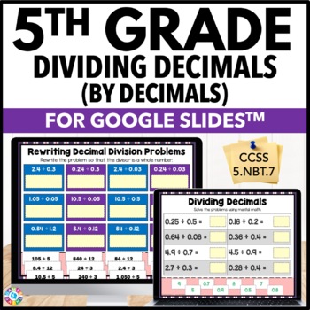 Preview of 5th Grade Dividing Decimals by Decimals Activity with Digital Worksheets Models