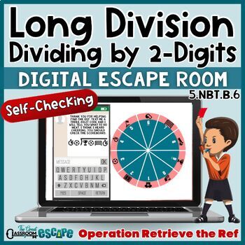 Preview of Division by 2-Digits Digital Escape Room Long Division Activity 5th Grade Math