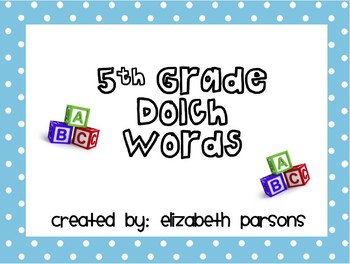Preview of 5th Grade Dolch Words - Teal