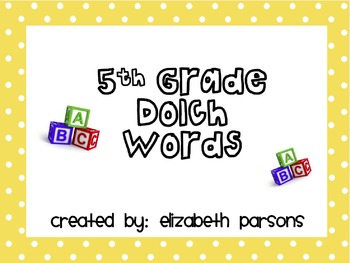 Preview of 5th Grade Dolch Words - Yellow