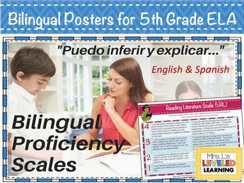 Preview of 5th Grade ELA Bilingual Leveled Proficiency Scale Posters - Differentiation