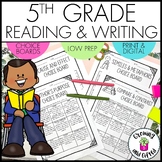 5th Grade ELA Choice Boards for Reading and Writing - Earl